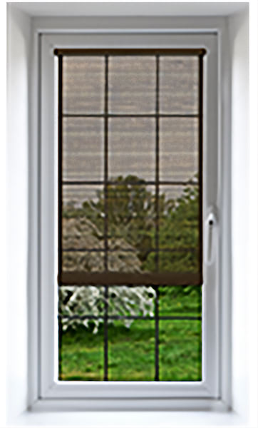 Window with transparent shading solution half drawn